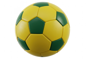 Yellow and green soccer ball isolated on transparent background