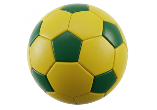 Yellow and green soccer ball isolated on transparent background
