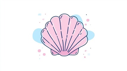 Charming Pink Shell with Soft Blue Surroundings Emitting a Playful and Dreamy Vibe

