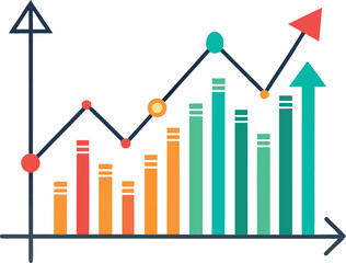 Stock Market Line Graph With Trend Arrows Minimal