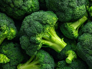 Fresh broccoli florets background healthy eating and organic food close up view