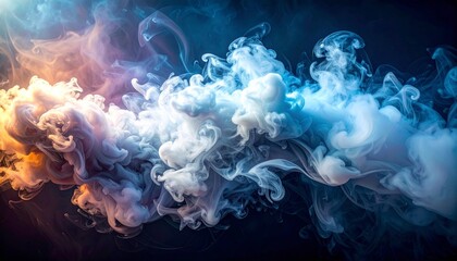 Colorful Smoke Swirls Against Dark Background for Artistic Expression