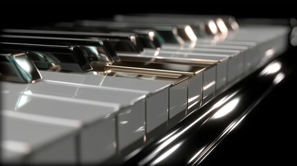 Elegant Grand Piano Keys Shining Under Soft Lighting with a Touch of Nostalgia
