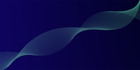 Abstract glowing wave lines on dark blue background. Dynamic wave pattern. Modern flowing wavy lines. Futuristic technology concept. Suit for banner, poster, cover, brochure, flyer, website
