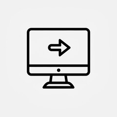 Directional shift illustrated through a monitor with arrow symbol outline