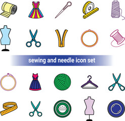 sewing and needlework icon set
