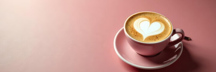 Fototapeta premium Silky cappuccino, heart-shaped foam art, pristine backdrop, smooth, perfect, macro