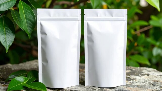 Blank white stand-up pouches