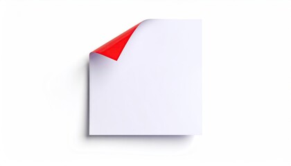 Red and White Glossy Vinyl Sticker Peel Corner Square