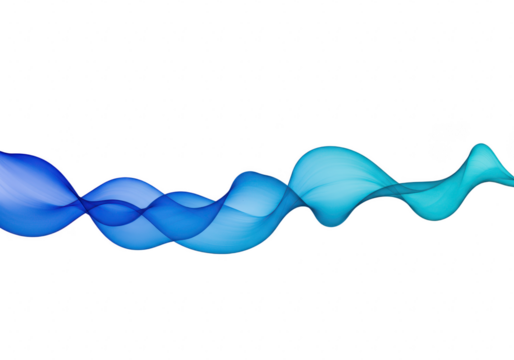 Abstract blue and teal wavy flowing lines isolated on white isolated on transparent background