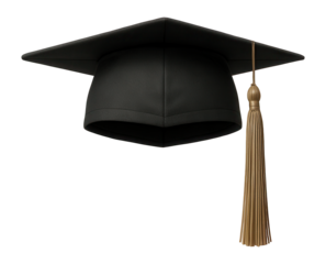 Graduation cap with khaki tassel and structured design