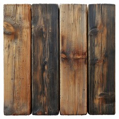 Wood boards isolated on white, natural grain and rich texture visible.