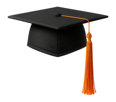 Graduation cap with tangerine tassel and flat top