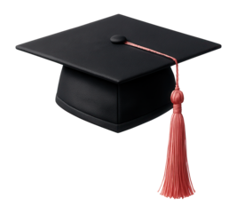 Graduation cap with rose tassel and flat square top