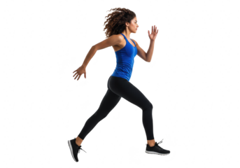 Woman running isolated on transparent background
