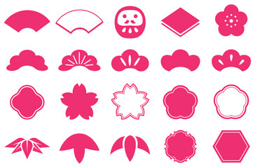 年賀状に使えるお正月のアイコンセット