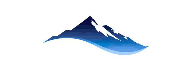 Abstract blue mountain silhouette graphic design