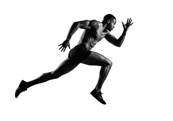 Athlete running fast isolated on transparent background