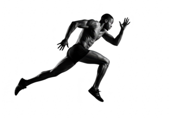 Athlete running fast isolated on transparent background