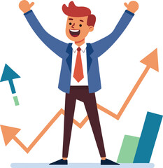 Vector of Investor Celebrating Upward Stock Movement