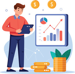 Vector of Investor Checking Crypto Decline Dashboard