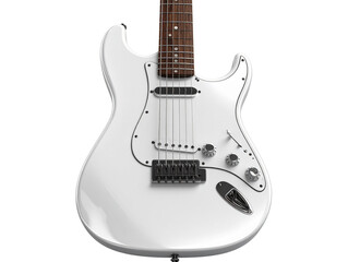 Obraz premium Angled 3D Perspective of Pearl White Electric Guitar, Transparent PNG