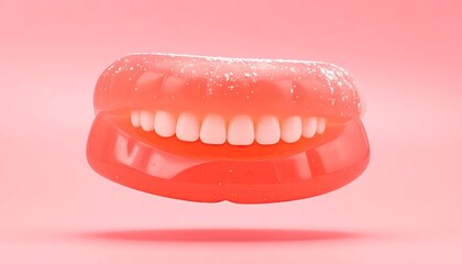 Obraz premium Playful Pink Jelly Candy Smile 3D Render
