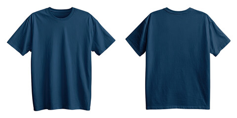 Blank navy blue short-sleeve t-shirt, front and back view