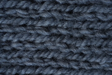 gray texture of knitted wool fabric as a background, grey  smooth symmetrical lines of hand-knitted needlework pattern	
