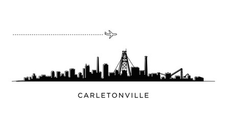 Carletonville South Africa Skyline A Minimalist Vector Silhouette of the Gold Mining Town