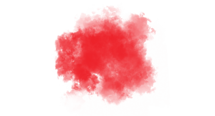 Red watercolor splash on white background with soft texture. Artistic ink blot effect ideal for posters, prints, and digital art. Creative abstract stain for modern design projects.