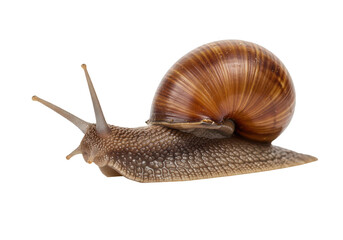 Garden snail crawling isolated on transparent background