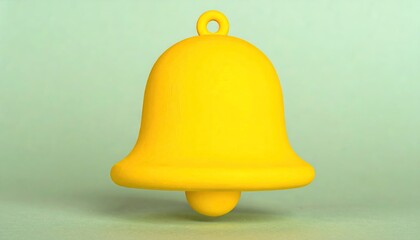 Yellow Clay Bell 3D Icon on Green Background