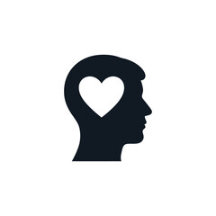 Illustration of a head with a heart inside, the image represents love, emotion, and mental well-being