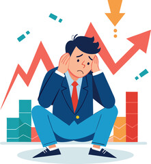 Vector of Investor Stressed Over Market Loss