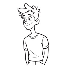 Obraz premium Handsome Man Black and White Illustration Vector Image Male Portrait Fashion Sketch Line Art Design