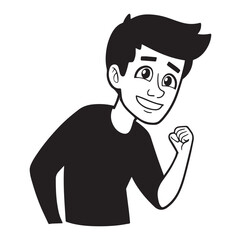Handsome Man Black and White Illustration Vector Image Male Portrait Fashion Sketch Line Art Design