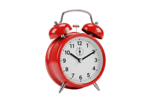 Red alarm clock isolated on transparent background - Powered by Adobe