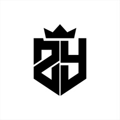 ZY Vector image of a shield with a sharp geometric style and a pointed crown
