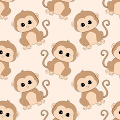 seamless pattern with monkey cartoon