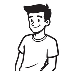 Handsome Man Black and White Illustration Vector Image Male Portrait Fashion Sketch Line Art Design