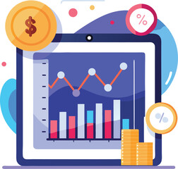 Vector of Investor Tracking Crypto Decline on Tablet