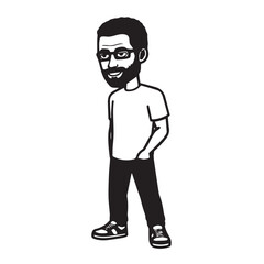 Handsome Man Black and White Illustration Vector Image Male Portrait Fashion Sketch Line Art Design