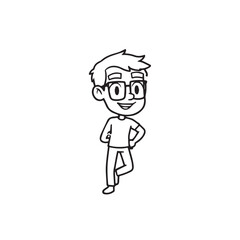 Handsome Man Black and White Illustration Vector Image Male Portrait Fashion Sketch Line Art Design
