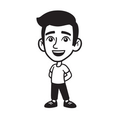 Handsome Man Black and White Illustration Vector Image Male Portrait Fashion Sketch Line Art Design