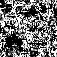 Black and white high contrast grunge graffiti tags without background