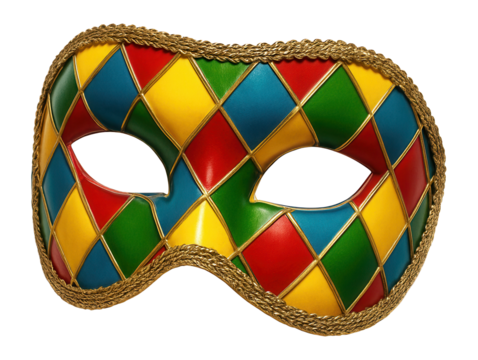 Mask with a harlequin pattern and cheerful colors