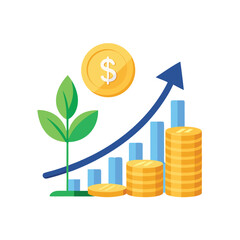 Vector Of Financial Growth Concept Arrow And Coins