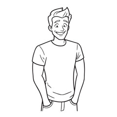 Handsome Man Black and White Illustration Vector Image Male Portrait Fashion Sketch Line Art Design