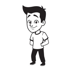 Handsome Man Black and White Illustration Vector Image Male Portrait Fashion Sketch Line Art Design